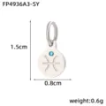 Stainless steel zodiac pisces round pendant necklace charm with sparkling blue zircon crystal - Pisces / Silver