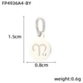 Stainless steel Aries zodiac pendant with crystal, 1.5x0.8cm jewelry accessories. - Aries / Silver