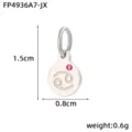 Stainless steel zodiac sign pendant charm featuring a sparkling pink zircon stone. - Cancer / Silver