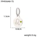 Stainless steel 12 zodiac signs pendant charm with colorful zircon and jump ring 1.5x0.8cm - Leo / Silver