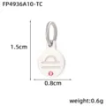 Stainless steel zodiac pendant charm with pink crystal zirconia 1.5cm length accessor. - Libra / Silver