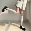 White knee high socks Japanese JK style thin long socks for women variant view apparel - 2 Pieces/Pack / White