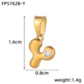 Gold Pvd Stainless Steel Puffy Letter Y Pendant With Sparkling Crystal Stone Detail - Letter Y