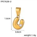 Stainless Steel PVD 18K Gold Plated Bubble Letter U Pendant DIY Jewelry Accessory 1.6cm - Letter U