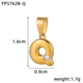 Gold 3D letter Q pendant stainless steel 18K gold plated rhinestone DIY jewelry accessory detail - Letter Q