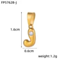 Gold stainless steel bubble letter J pendant with sparkling crystal, stylish jewelry DIY charm. - Letter J