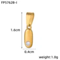 Gold stainless steel pendant charm DIY jewelry accessory with crystal diamond 1.6cm 0.4cm - Letter I