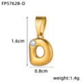 Gold 3D bubble letter D pendant with rhinestone, stainless steel 18k gold plated diy charm. - Letter D