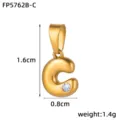 Gold 3D Bubble Letter C Pendant Stainless Steel 18K Gold Plated DIY Jewelry Accessory - Letter C