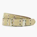 Cintura in pelle con occhielli a stella dorata in stile punk e doppia fibbia ad ardiglione. - 107*3.3cm / Cachi