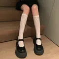 Japanese Lolita white lace mid-calf socks women sweet JK spring summer thin socks variant - One Size / White