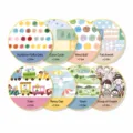 Zhuo Dawang decorative washi tape set featuring cute patterns like polka dots and trains. - Eight Styles Washi Tape Bundle