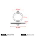 Stainless steel OT clasp toggle ring for DIY jewelry making, bracelet and necklace connector. - Large Polished Toggle Clasp (F353) / 3.7x28.9mm+3.8x40.9mm / Steel