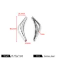 Stainless steel lava drop curved tube pendant DIY jewelry making component, silver metal finish. - Curved Horn Style (F331) / 10.6x46.2mm / Steel
