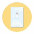 Cute long planner storage book cover in pastel blue with floral and sweet girl illustration. - Flower Shadow Long Binder