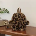 Παιδικό σακίδιο πλάτης βελούδινο λεοπάρ χαριτωμένη τσάντα ζώων φθινόπωρο χειμώνας μωρό - Καφέ