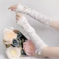 Guanti lunghi in pizzo Lolita bianchi maniche Y2K estetiche protezione solare per ragazze - Taglia unica / Bianco