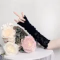 Manicotti in pizzo nero y2k lolita guanti senza dita in rete protezione solare accessori moda - Taglia unica / Nero