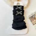 Calentadores de punto para ninos negros calcetines arrugados con lazos de cuadros abrigados. - Talla única / Negro
