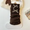Calentadores de punto Lolita para niños con lazos otoño invierno calcetines marrón - Talla única / Café