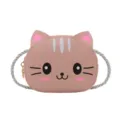 Bolso cruzado lindo gato de dibujos animados para niños de cuero PU monedero. - Rosa