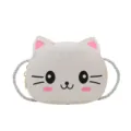 Bolso cruzado de gato de dibujos animados lindo para niños cartera de cuero PU pequeña. - Blanco