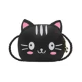 Bonito bolso cruzado de cuero PU de gato negro para niños, monedero de dibujos animados. - Negro