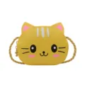 Bolso cruzado de poliuretano de gato amarillo para niños lindo monedero de dibujos con correa. - Amarillo