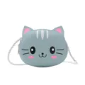 Lindo bolso cruzado de cuero PU con diseño de gato de dibujos animados para niños pequeños. - Azul claro