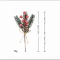 Künstlicher Weihnachtsbeeren-Zweig mit Zapfen und Jute-Dekoration, 20 cm Länge. - Roter Zweig