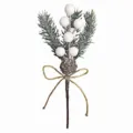 Künstlicher Weihnachtsbeeren Zweig mit Tannennadeln, Zapfen und Juteschleife Deko. - Weißer Zweig
