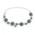 Vintage Silver Turquoise Floral Alloy Waist Chain Gothic Body Chain Jewelry for Women - Turquoise