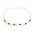 Gold-tone metal chain belt with vintage oval dark stone charms for women dress waist accessory - Palace Style Amber (ZW331 2#) / Amber