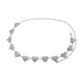 Cadena de cintura de corazón rayado retro, elegante cinturón de metal plateado de moda. - Plateado