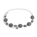 Silver vintage floral waist chain body chain gothic style metal belt for women fashion - White