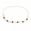 Vintage gold-toned chain belt with red oval stones, perfect sexy dress waist accessory. - Palace Style Wine Red (ZW331 1#) / Burgundy