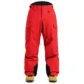 Red waterproof winter ski pants, thick cargo snowboard trousers for men and women use. - Red