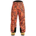 Waterproof thickened cargo ski pants for winter outdoor snow sports, orange camouflage design. - Leaf Orange