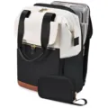 Damen Laptop Rucksack Große Kapazität Reise Schule Rucksack Schwarz Weiß Stilvoll - Große Größe Zweiteiliges Set USB-Upgrade / Cremeweiß Und Schwarz