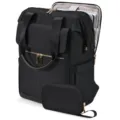 Schwarzer Damen Laptop Rucksack mit passender Tasche, grosses Reise Buchtasche Alltag - Große Größe Zweiteiliges Set USB-Upgrade / Reines Schwarz