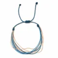 Bracciale intrecciato regolabile, corda multistrato blu e beige dal design minimalista - Blu Beige Blocco di Colore (X-B25031301B)