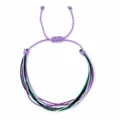 Bracciale intrecciato multistrato regolabile unisex viola nero blu gioiello corda minimalista - Viola Nero Blu Blocco di Colore (X-B25031301D)