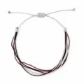 Bracciale in corda intrecciata regolabile con fili neri, bianchi, rossi e grigi. - Nero Bianco Rosso Grigio Blocco di Colore (X-B25031301G)