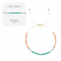 Vrouwen glas gefacetteerd kraal verstelbaar gevlochten armband groen oranje sieraden - Met Kaart Pakket / Groen Oranje