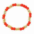 Red beaded bracelet with metallic gold spacer beads, stylish round beads single layer main view. - Style F - Red Beaded (FG-R24011204F)