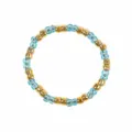 Blue and gold beaded bracelet, shiny glass and metal beads, chic everyday jewelry. - Style L - Blue Beads (FG-R24011204L)