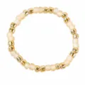 Elegant beaded bracelet featuring golden metallic and translucent peach beads for women daily wear. - Style A - Gold and Light Color (FG-R24011204A)