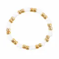 White and gold beaded bracelet for women, minimalist stylish design for daily wear party gift. - Style K - White and Gold Cylinder (FG-R24011204K)