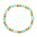 Fashion beaded bracelet with gold metallic and turquoise round beads for women daily wear - Style E - Teal and Gold (FG-R24011204E)