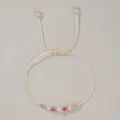 Handgemaakte verstelbare koordarmband met roze kristallen en gouden kralen, elegante sieraden. - Kreeft(B-B24101701D)